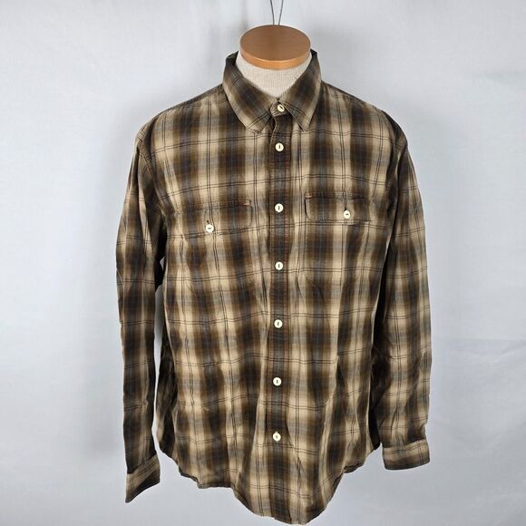 Orvis Trout Bum Shirt Men's Large Brown Plaid Button Down Long Sleeve - Picture 1 of 16